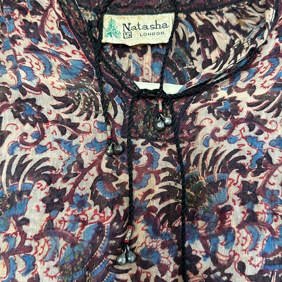 RARE VTG 70s Natasha Indian Cotton Gauze Pullover BLOUSE & SKIRT Boho Hippie SM - Picture 6 of 16